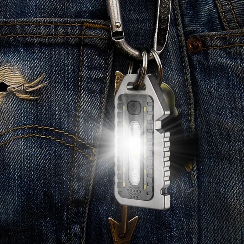 Porte-clés mini lumière LED pour l'autodéfense, lampes de poche portables multifonctionnelles, siffl