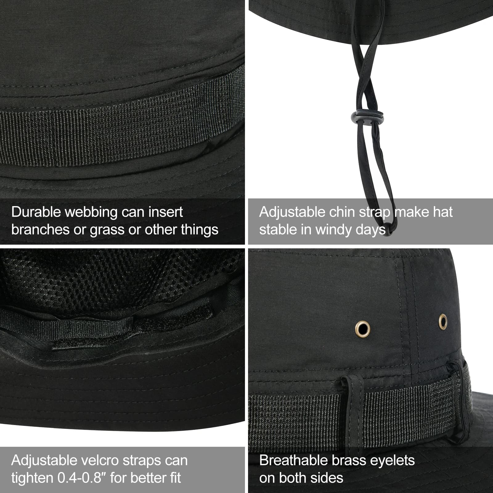 BOTVELA Chapeau seau imperméable avec mentonnière Chapeau Boonie pliable à séchage rapide Chapeau Sa