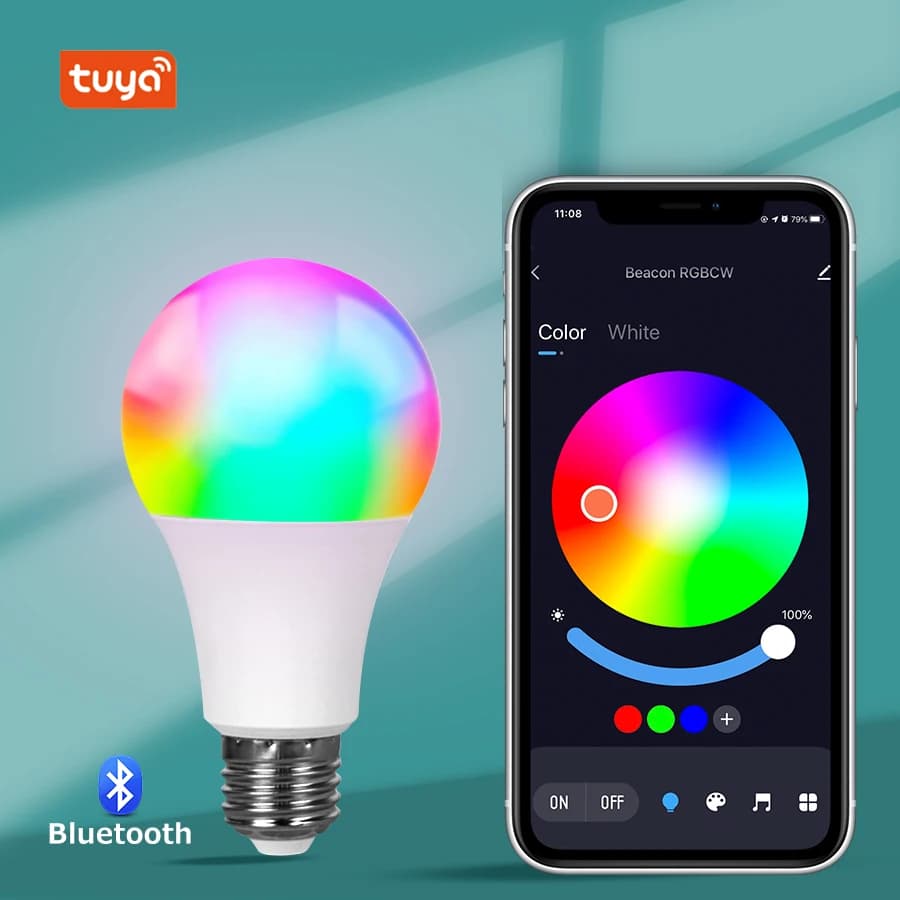 Tuya Smart Led Ampoule E27 220V Smart Light Dimable Bluetooth RGB Lampe APP Contrôle pour Chambre Dé