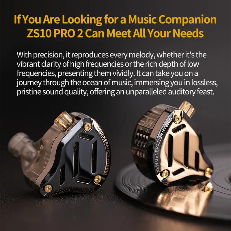KZ ZS10 Pro 2 écouteurs en métal HIFI dans l'oreille basse écouteurs 4 niveaux commutateur de réglag