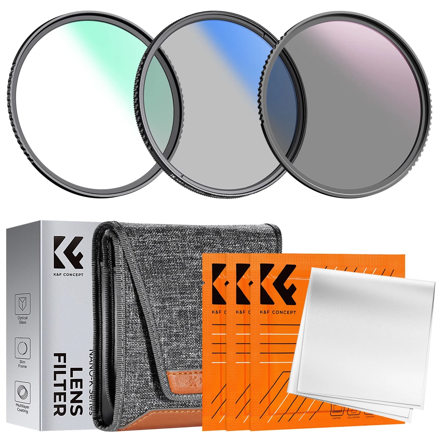 K & F Concept – Kit de filtre à densité neutre ND4 + MCUV + CPL, ensemble d'objectif d'appareil phot
