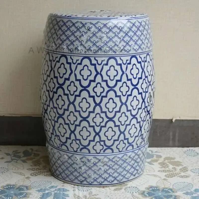 Tabouret à langer en céramique, tambour de salle de bains, tabouret de tambour néoclassique assis ba