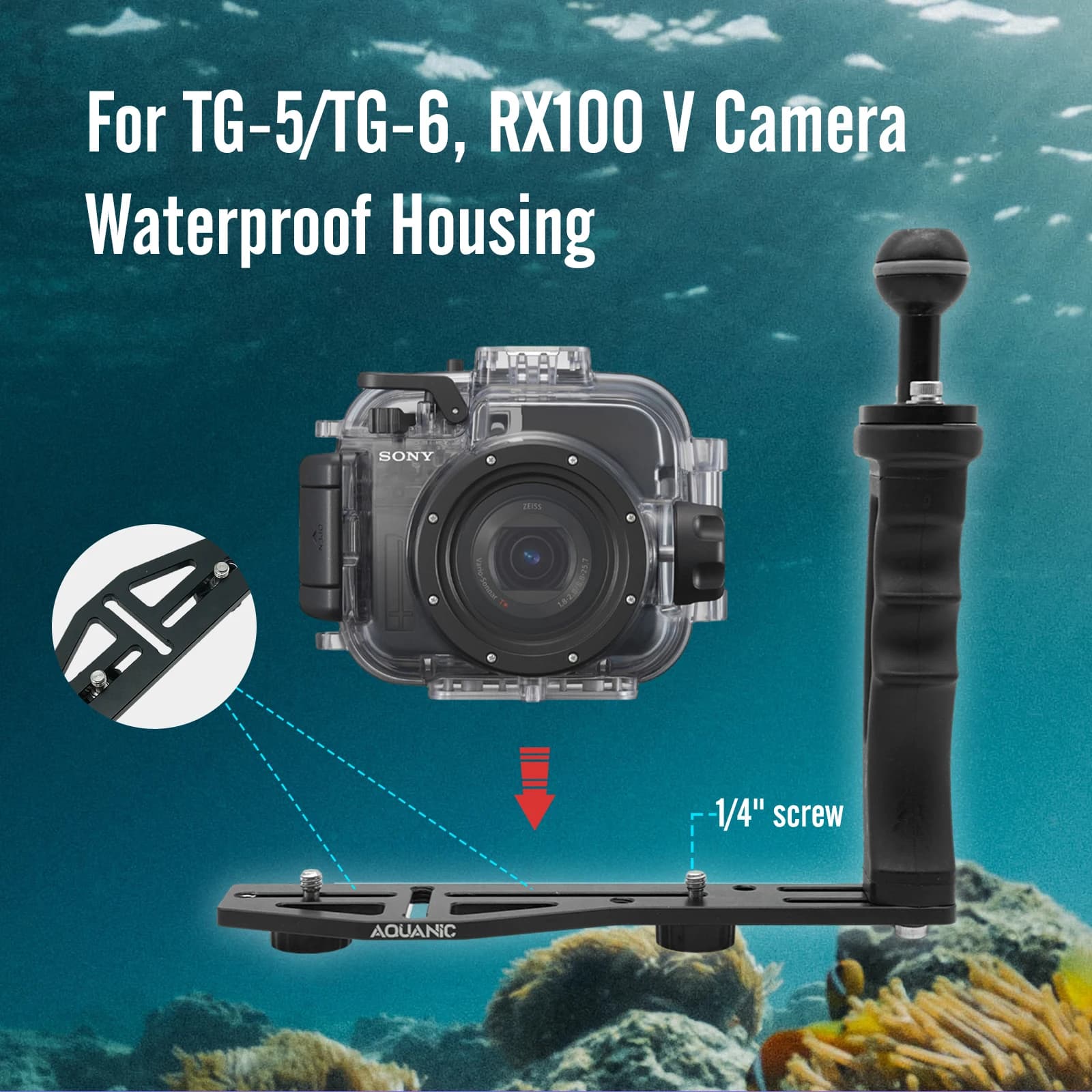 Aquanic AS060 Applicable aux accessoires Gopro, support de photographie de plongée portable, caméra 