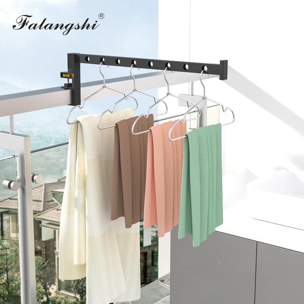 Porte-vêtements noir pliable, cintres muraux, support de séchage, espace en aluminium, Organization 