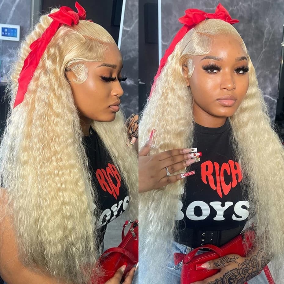 8-32 pouces vague profonde paquets de cheveux humains Remy cheveux brésiliens 613 couleur Blonde vag
