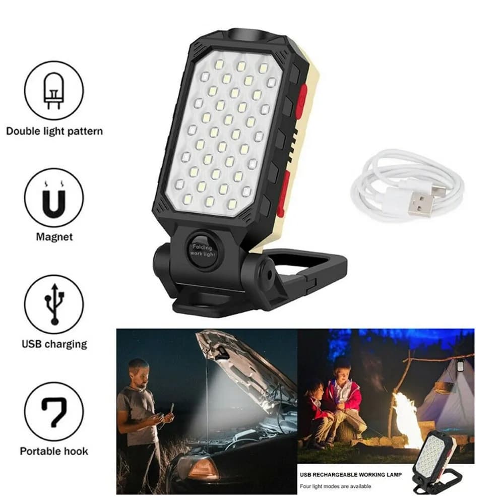 Projecteur de travail multifonction, lampe de poche éblouissante, batterie intégrée, affichage de la