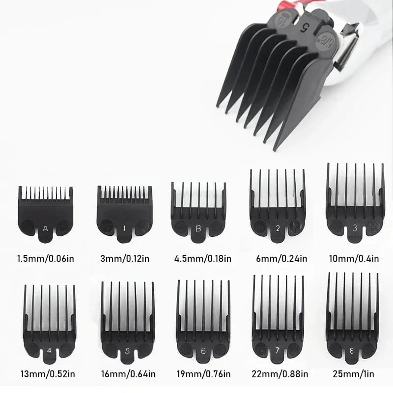Peignes de coupe de cheveux pour Machine professionnelle, 1.5-25mm, 10 pièces, protections universel