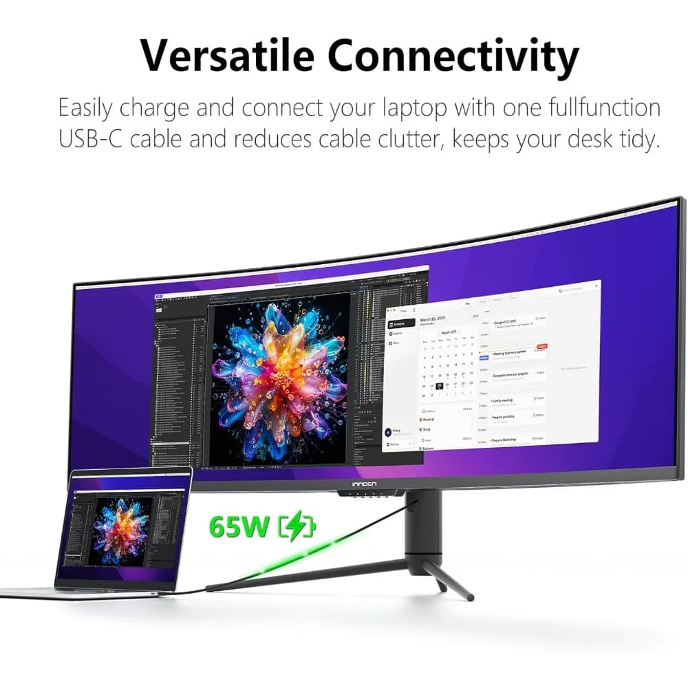 Moniteur de jeu incurvé 49 pouces 144Hz Ultrawide 32 9 WDFHD 3840x1080P HDR400 sRGB USB C DP HDMI, h
