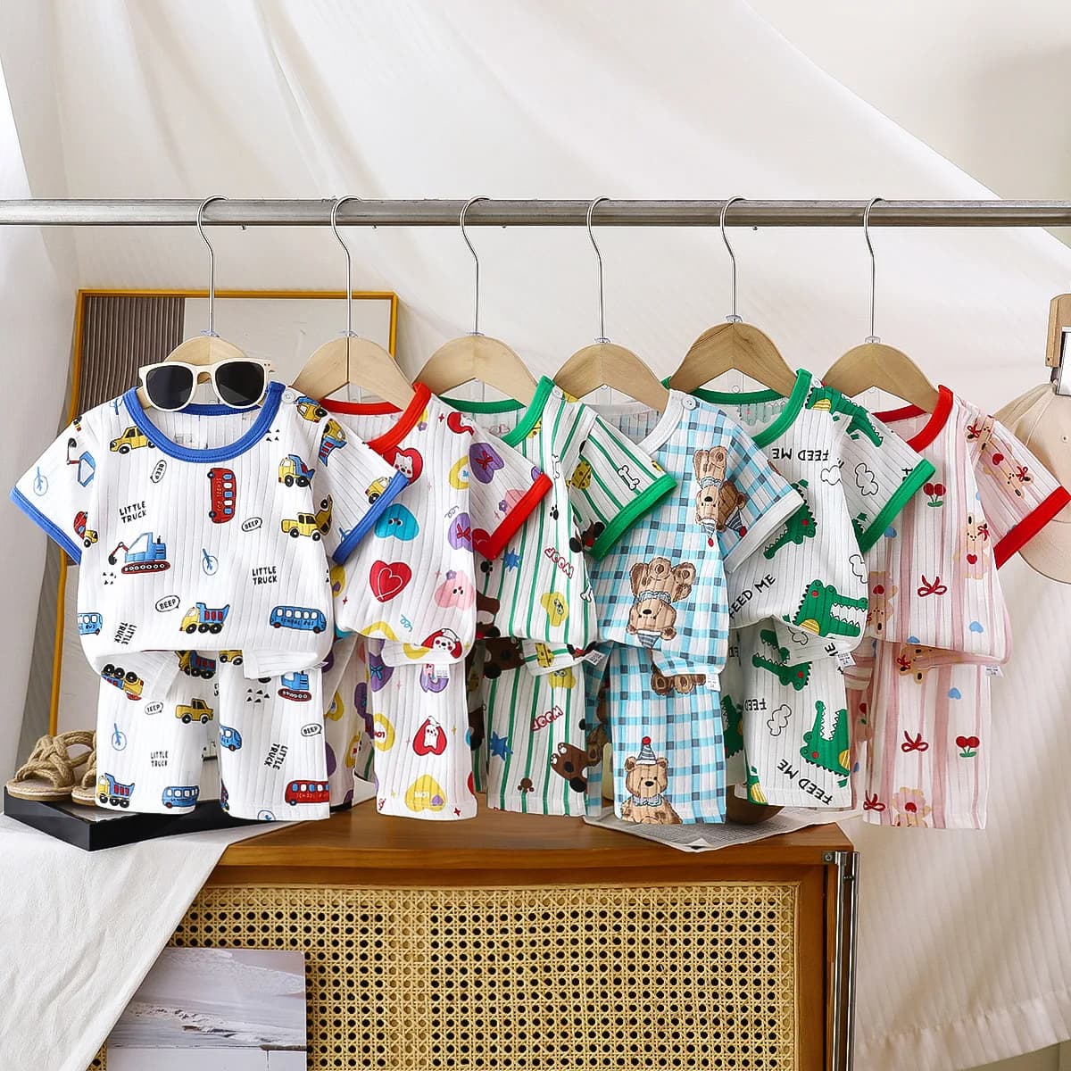 Ensemble de vêtements pour enfants, 2 pièces, T-shirt, costume d'été en coton, Short pour filles, vê