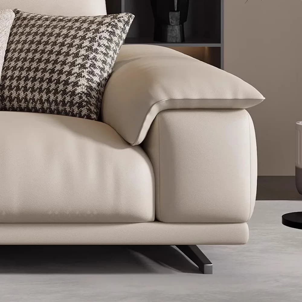 Canapé de salon italien en cuir véritable, canapé de luxe design minimaliste, mobilier familial mode