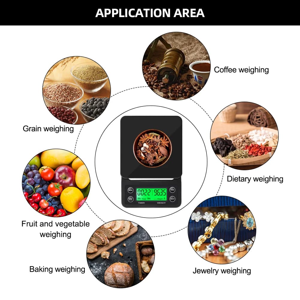 Balance à café goutte à goutte avec minuterie, balance de cuisine numérique électronique portable, h