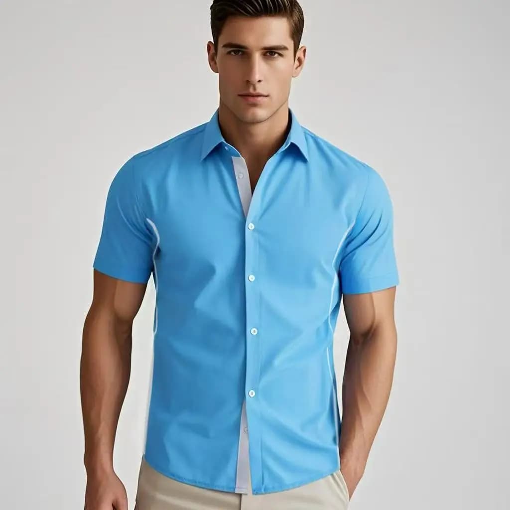 Chemises d'été élastiques formelles pour hommes, chemise boutonnée contrastante, style Y2K Old Money