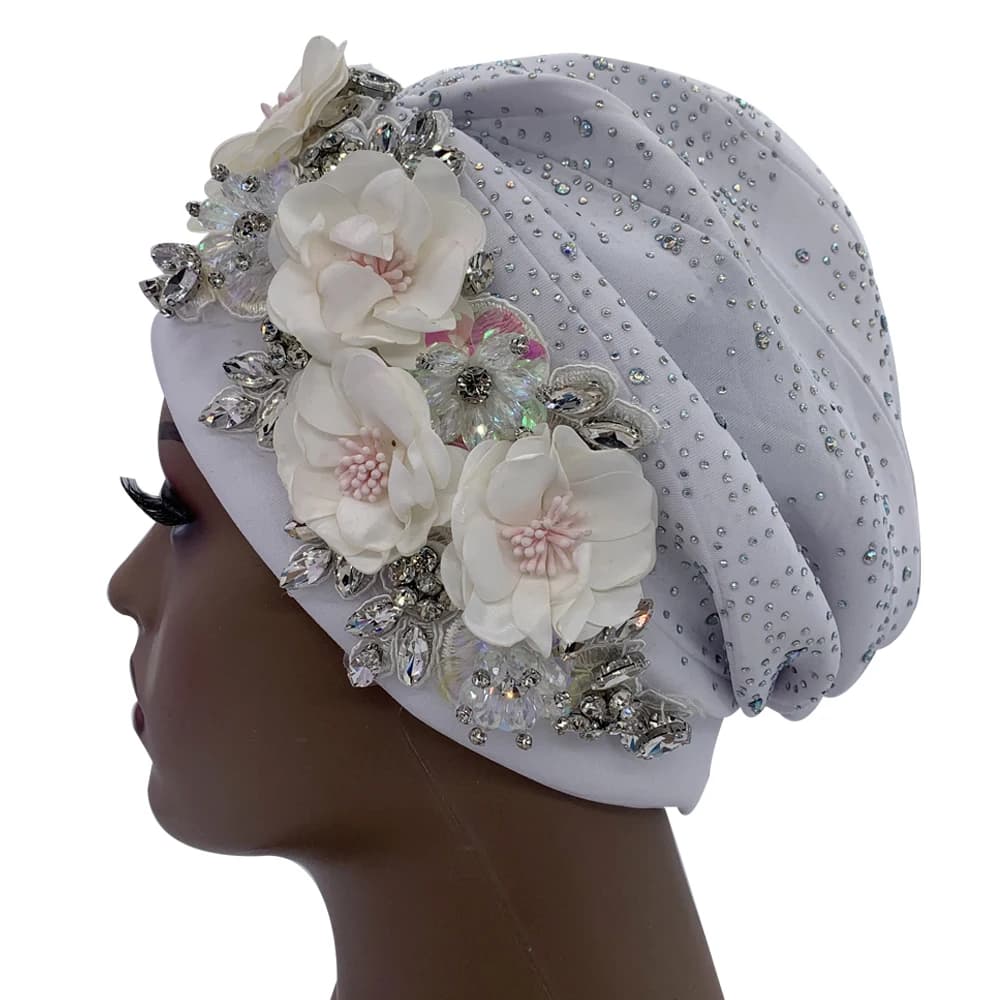 2024 luxe strass Turban casquette pour femmes afrcian Geles Headtie prêt Nigeria Auto Gele femme ban