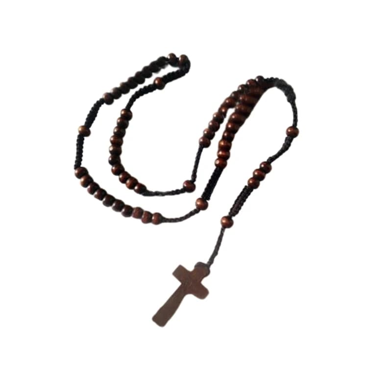Collier chapelet en perles de bois, artisanat de charme, pour décoration de chambre à coucher, églis