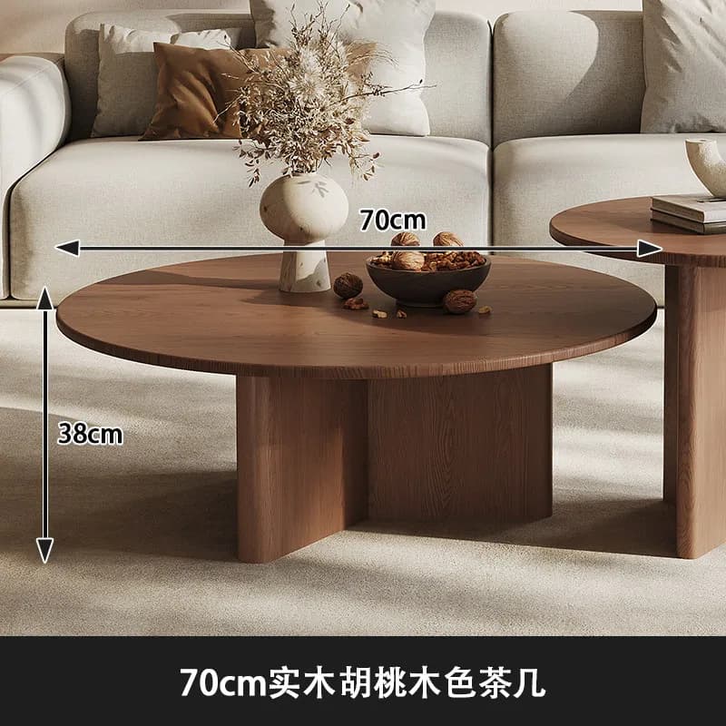 Table basse ronde vintage en bois, style farmhouse, pour chambre à coucher, table d'appoint de salon