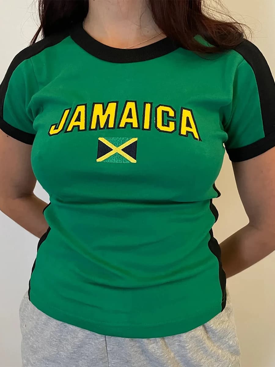 T-Shirt à Manches Courtes et Col Ras du Cou pour Femme, Streetwear, Patchwork Graphique, Slim Fit, p