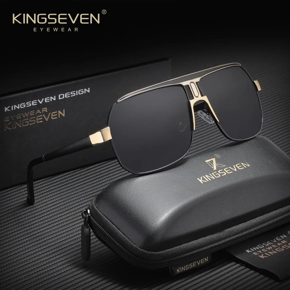 KINGSEVEN Lunettes de soleil de luxe modernes pour hommes et femmes, polarisées UV400, monture large