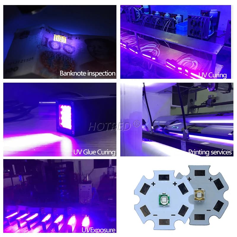 Perles lumineuses à puce haute puissance, ultra verre, diode violette, UV LED, 1W, 3W XPE 3535, 365n
