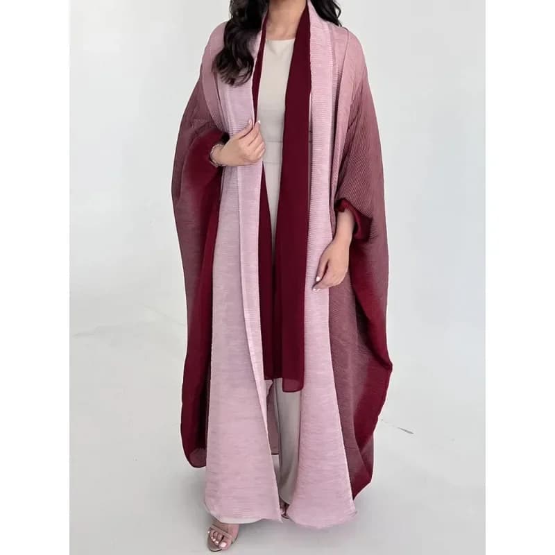Veste coupe-vent froissée pour femmes, col écharpe à manches chauve-souris, Robe longue dégradée, ma