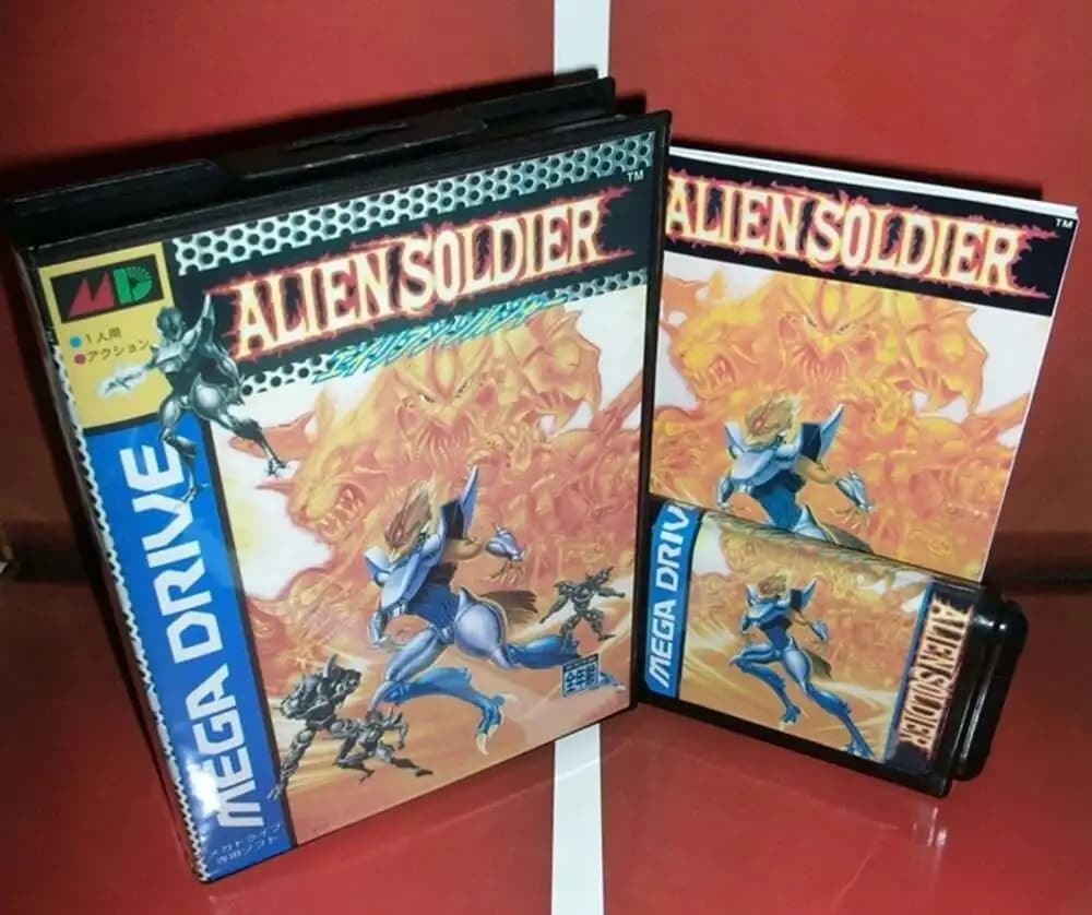 Soldat extraterrestre avec boîte et manuel pour Sega MD 16 bits, cartouche de jeu, système Megadrive