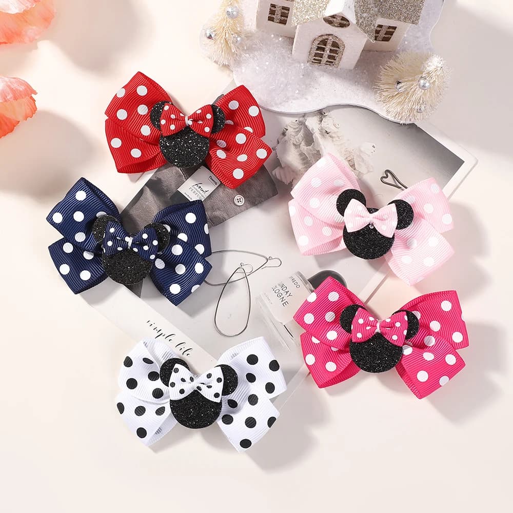 Pinces à cheveux avec nœud à pois pour bébé fille, 4 pièces/lot, épingles à cheveux pour enfants, de