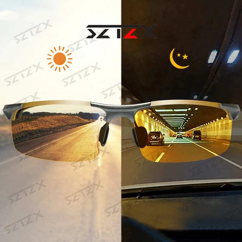 SZTZX Anti-éblouissement jour nuit Vision lunettes photochromiques hommes polarisées conduite pêche 