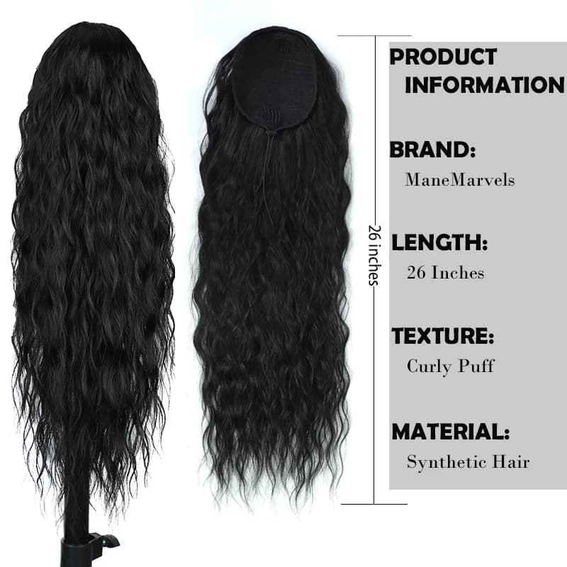 Extension de cheveux queue de cheval ondulée longue bouclée pour femmes postiche queue de cheval syn