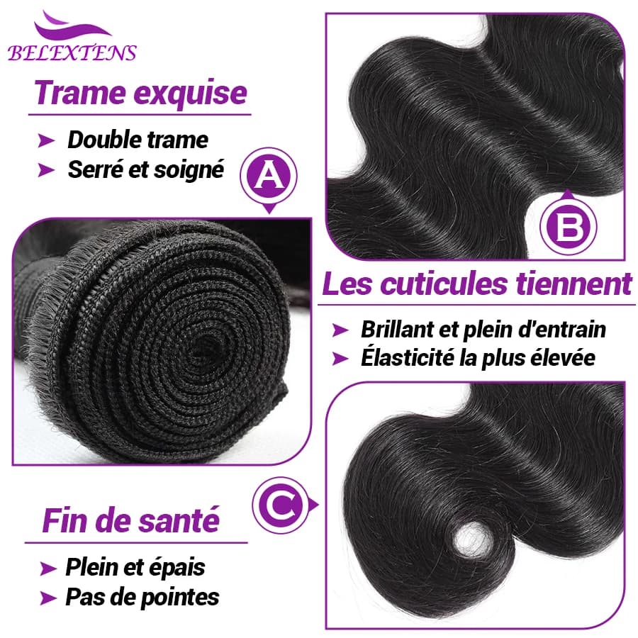Body Wave Tissage Humain Hair 12-32 pouce Tissage Brésilien 100% Cheveux Humain Belextens Meche Tiss