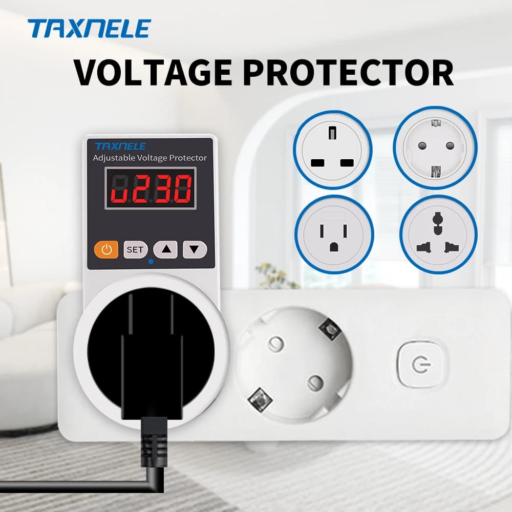 Prise de protection de tension AC 220V, réglable et fixe 16A, prise de protection de tension, sécuri