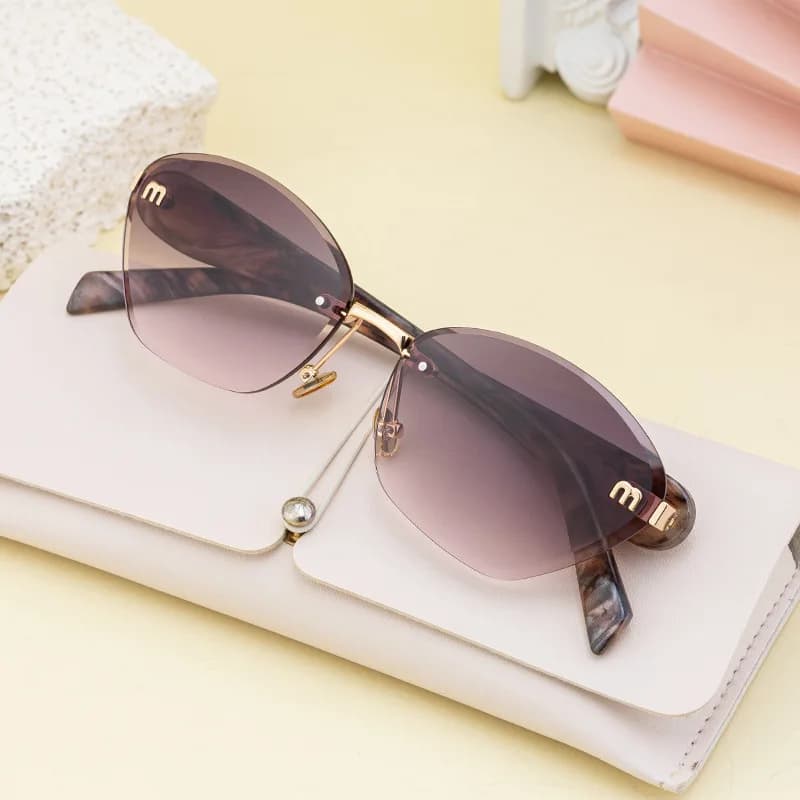 2025 nouvelles lunettes De soleil œil De chat femmes hommes mode sans monture polygone lunettes De s