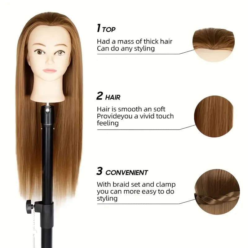 Tête de mannequin de 24 pouces, tête de poupée de pratique de mannequin de cosmétologie de maquillag