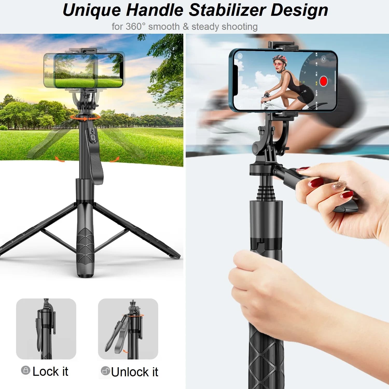 Trépied perche à Selfie avec télécommande, trépied de téléphone de voyage extensible de 60 pouces po