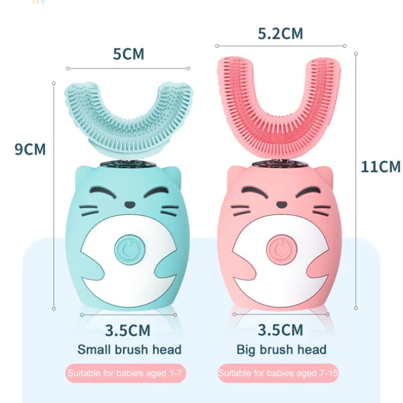 Brosse à dents électrique sonique pour enfants, intelligente en forme de U, 360 degrés, brosse à den