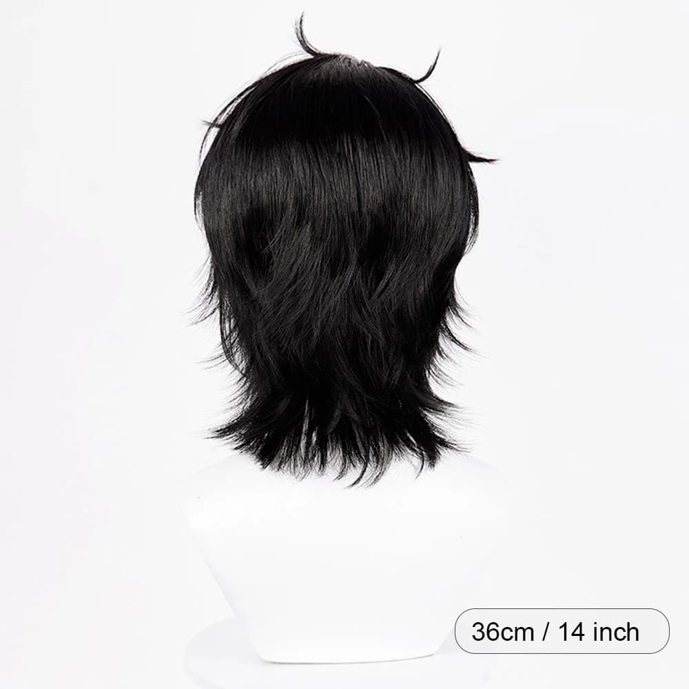 Perruque synthétique courte et lisse noire moelleuse pour hommes, perruque de Cosplay de jeu animé r