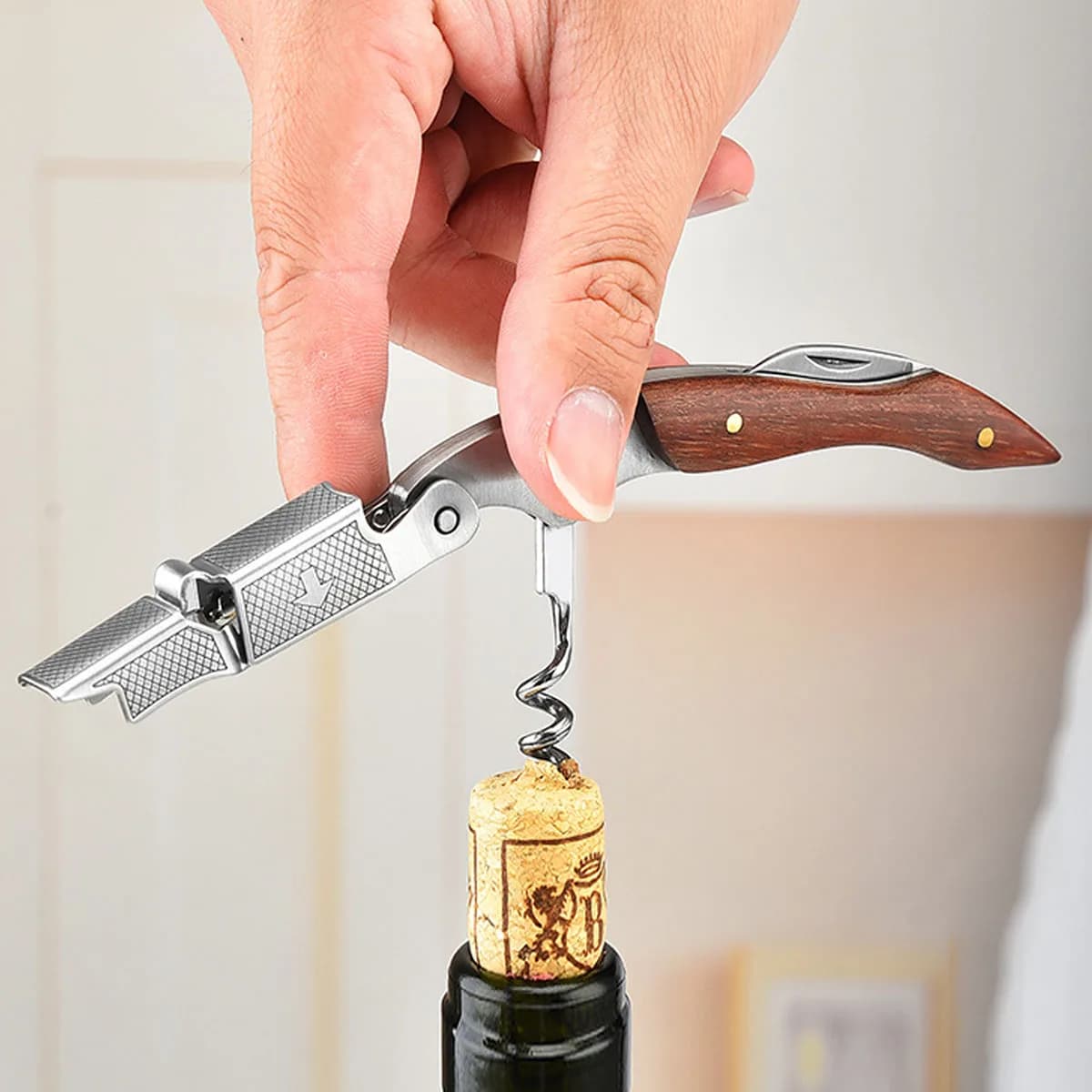 Leeseph ouvre-bouteille de vin, clé à vin manuelle à double charnière pour barman, serveur, serveur,