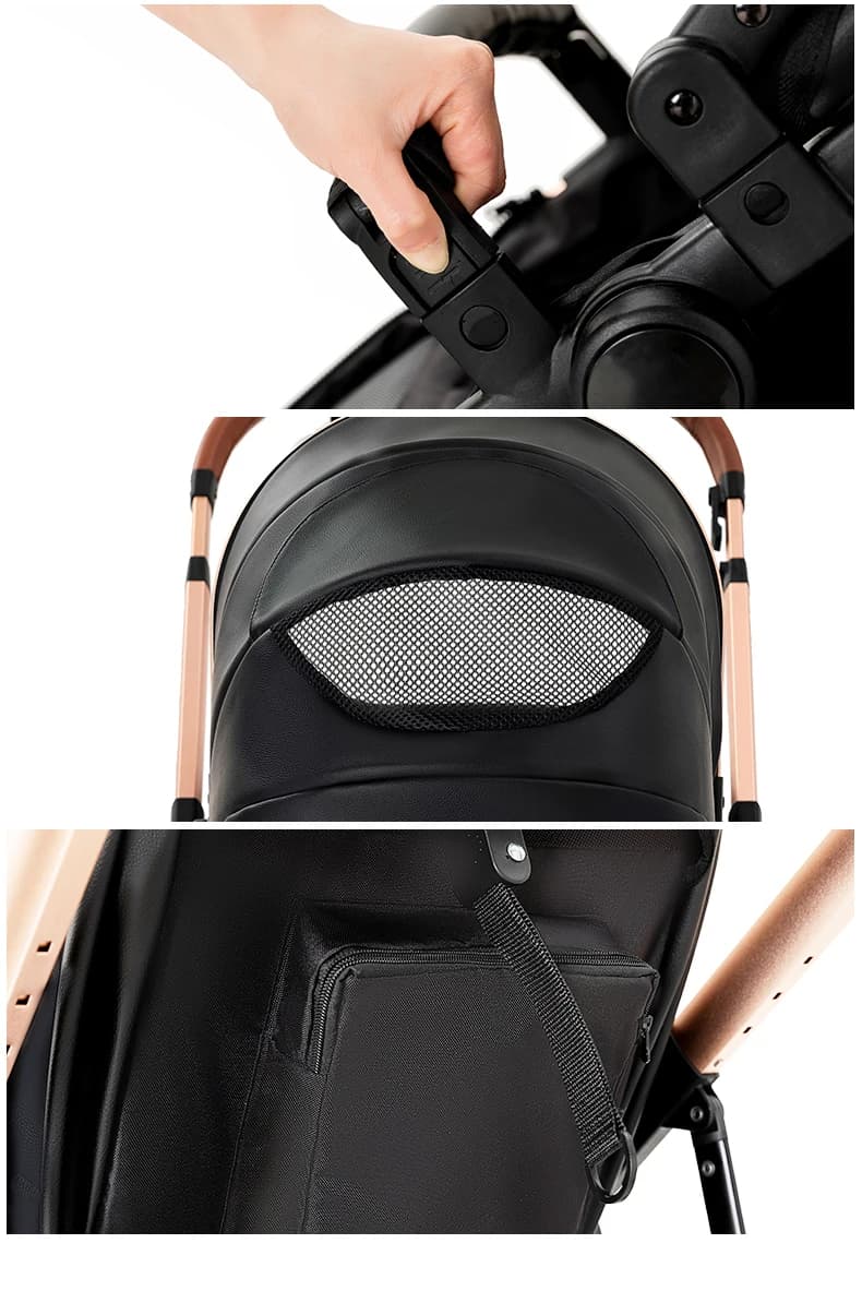 Poussette bébé 3 en 1, landau léger et pliable, poussette haute avec siège réversible, poussette com