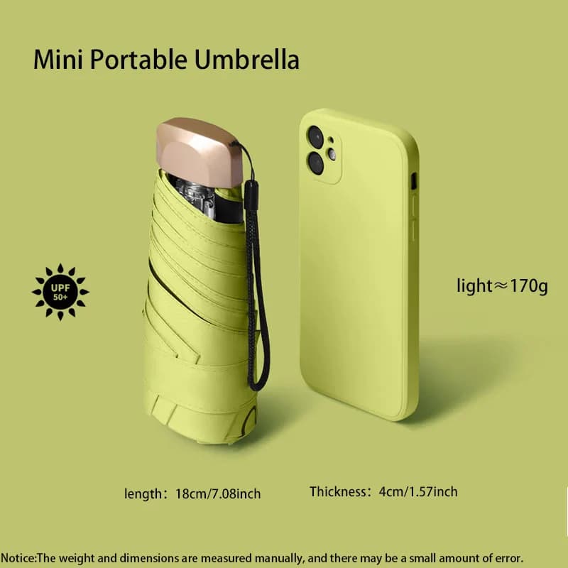 Mini parasol d'extérieur, Protection UV, ultraléger, pliable, cinq plis