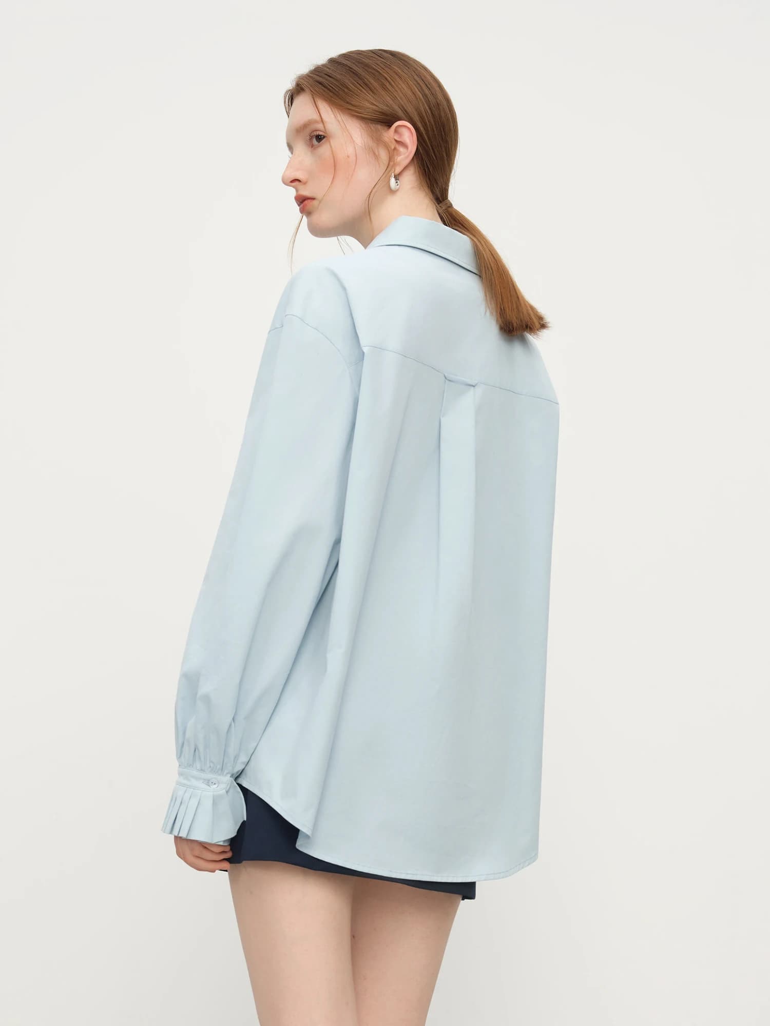 FSLE français-élégant élégant Pima coton chemise à manches longues pour les femmes automne hiver 202