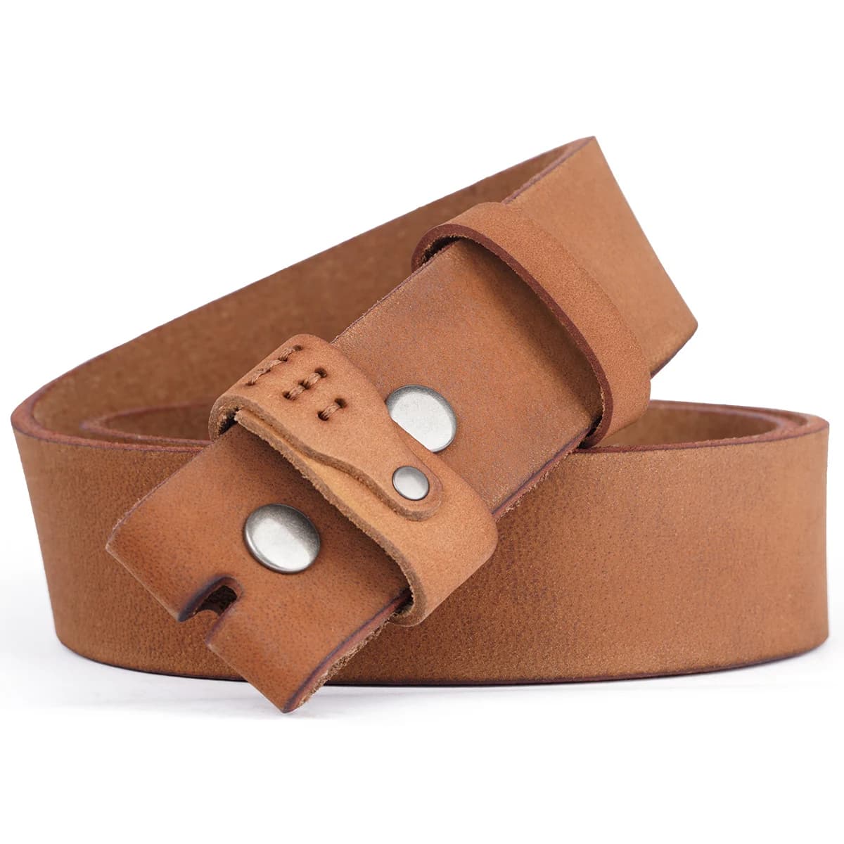 BISON DENIM Ceinture pour hommes en cuir véritable, ceintures vintage en cuir sans boucle, ajustemen