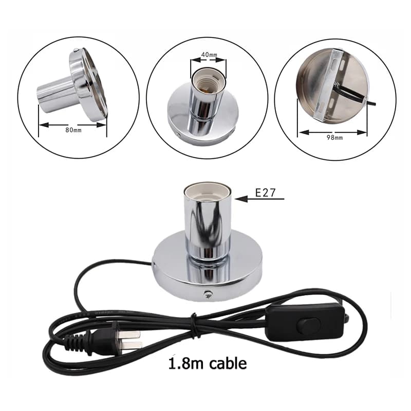 Nouveau AU UK US EU à E27 lumière LED cordon d'alimentation rallonge support de lampe chambre bureau