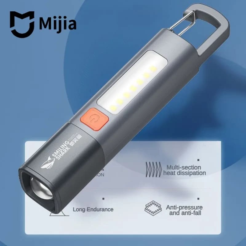 Lampe de poche Mijia pour l'extérieur, portable, lumière puissante, mise au point variable, avec pro