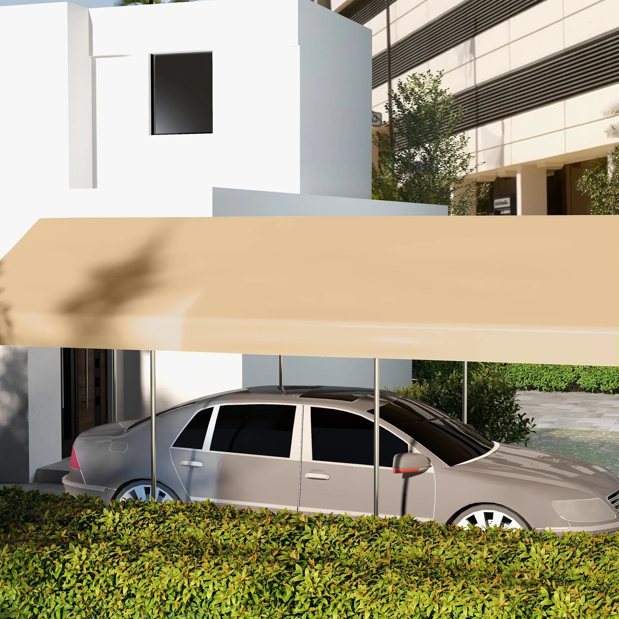 Outsunny-Juste de remplacement pour carport 10x20, beige, avec cordons de duextrêmes