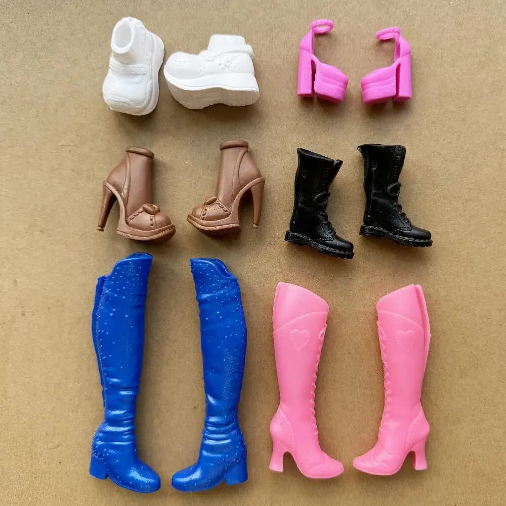 Chaussures de poupée Barbie 1/6, talons hauts vintage, bottes longues tendance