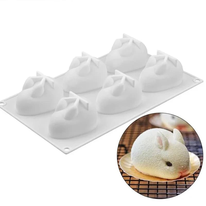 Moules à gâteaux lapin 3D en Silicone, moules de décoration de cuisson pour la cuisson de Mousse à D