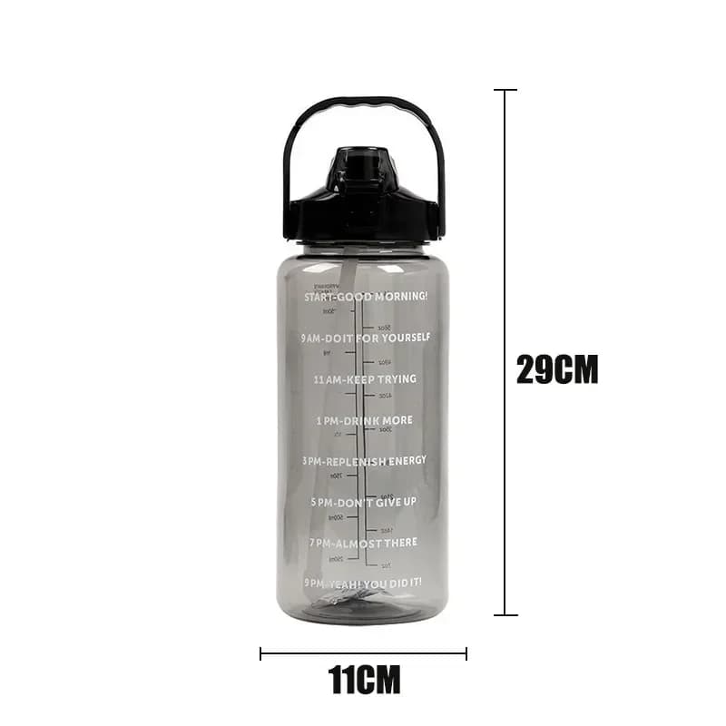 Bouilloire en plastique de 2 litres, grande bouteille d'eau de voyage Portable avec paille, tasse de