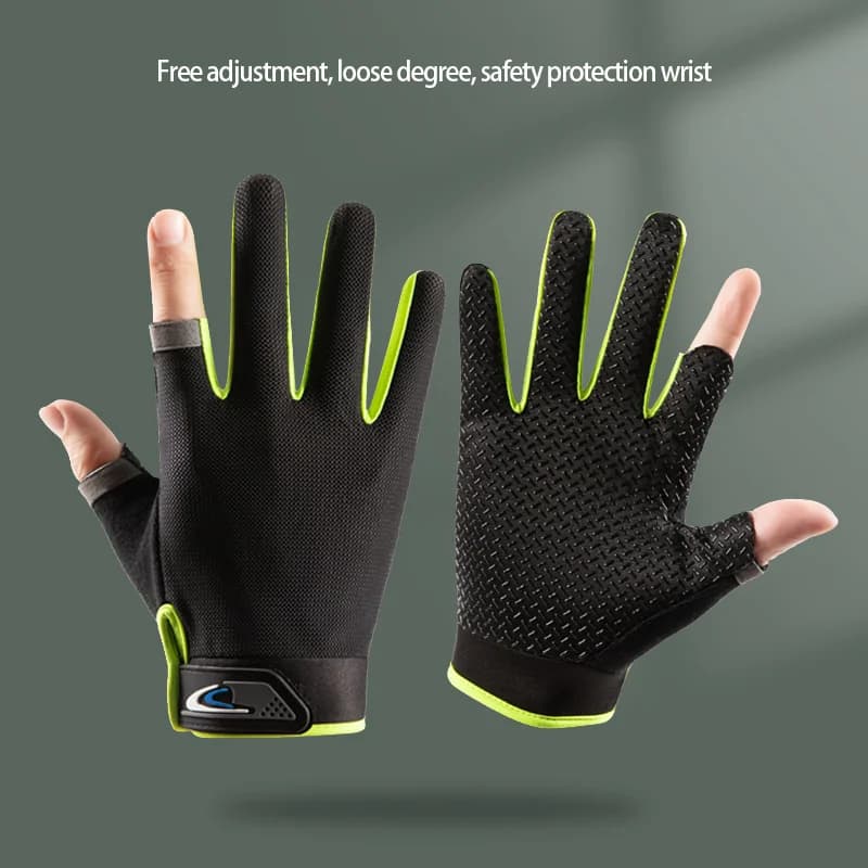 Gants de pêche d'été compatibles avec écran tactile à deux doigts pour hommes et femmes, antidérapan