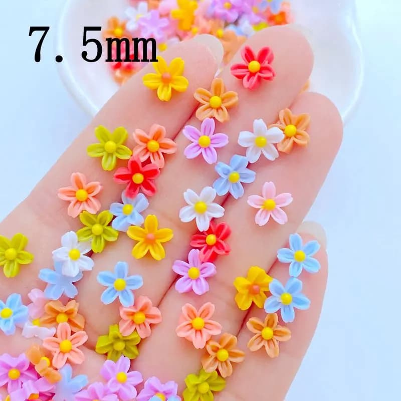 200 pièces nouveau mignon Mini 8mm fleur dos plat résine amélioration des ongles bijoux artisanat dé