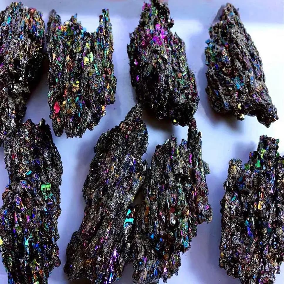 Spécimen de pierre naturelle de carborundum coloré, carbure de silicium, cristal de Quartz noir, éch