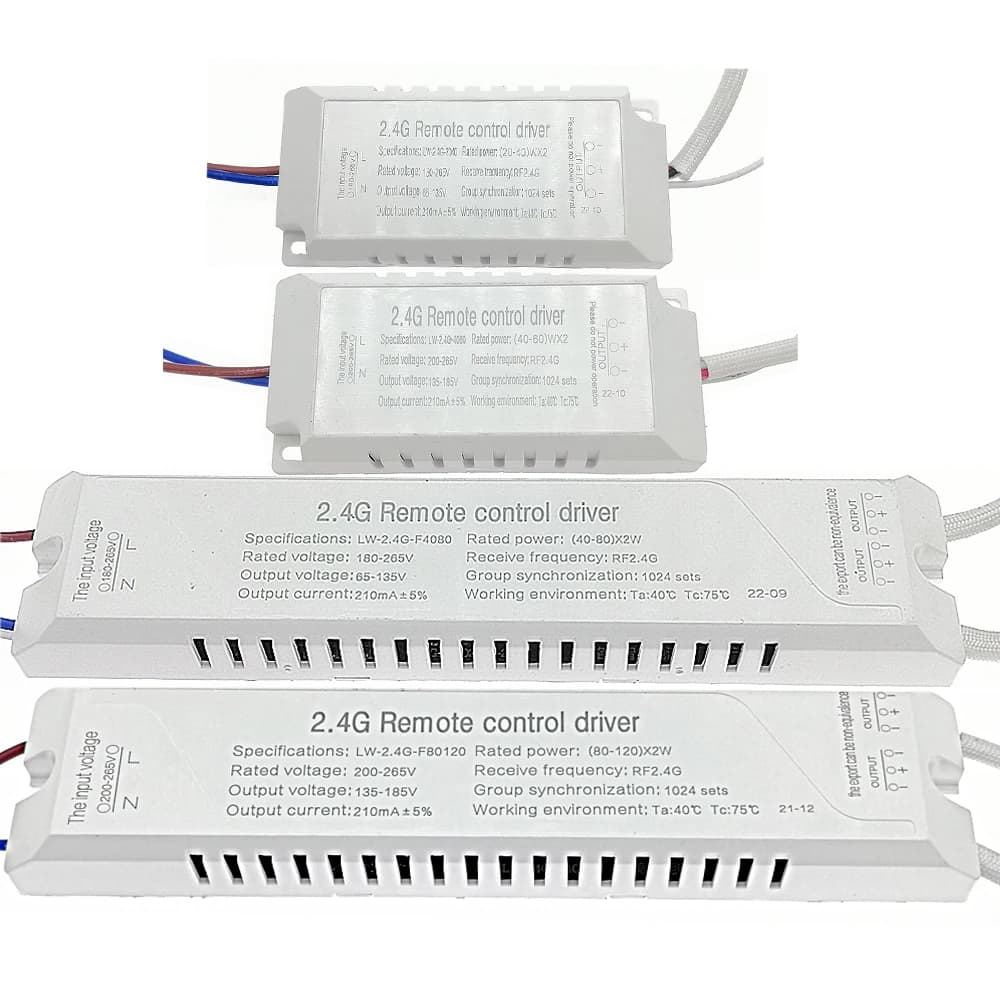 Transformateur de lumière LED 20W-80W-120W x2 210mAW avec télécommande 2.4G RF, variateur de couleur