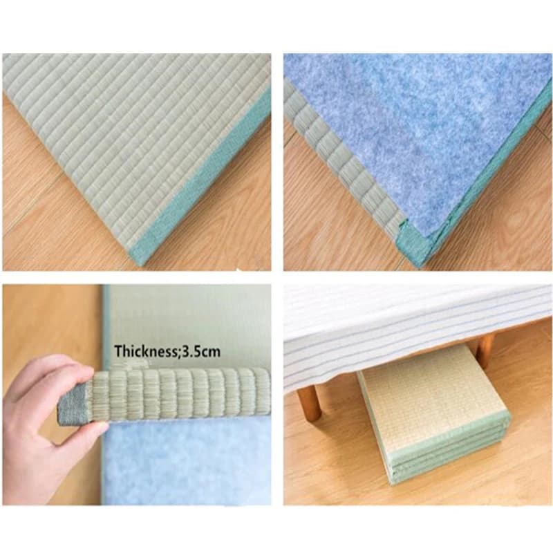 Matelas Tatami pliable japonais-tapis en herbe naturelle et palmier de coco pour dormir, yoga et déc